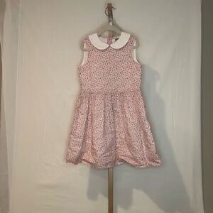 Charming Pink Floral Kids Dress with White Collar